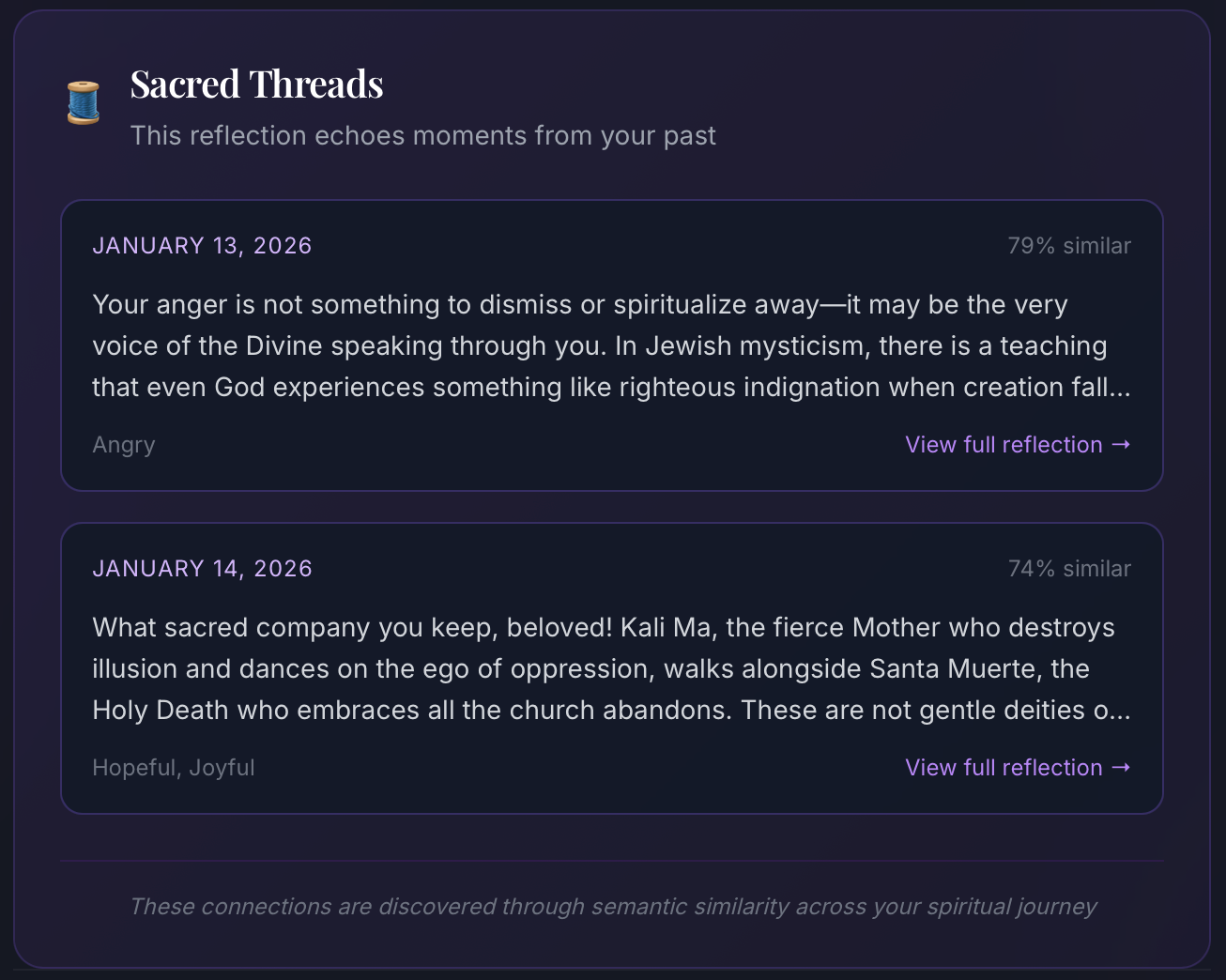 Sacred Threads - connections across your reflections